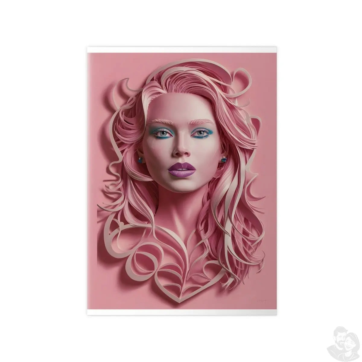 Kunstposter Rosa Schönheit – Modernes Porträt - Poster bei HappyHugPixels