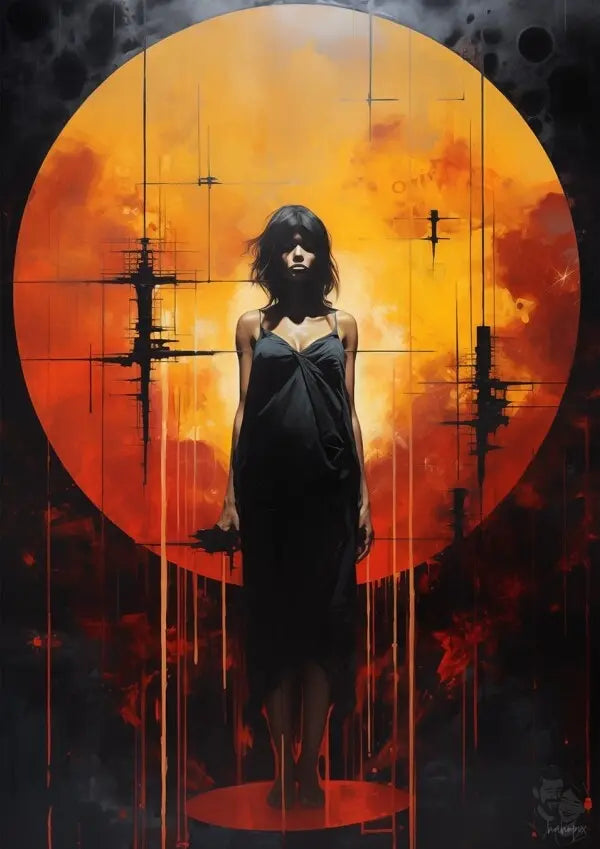 Schattenfigur im Sonnenlicht Poster - Mystische Illustration