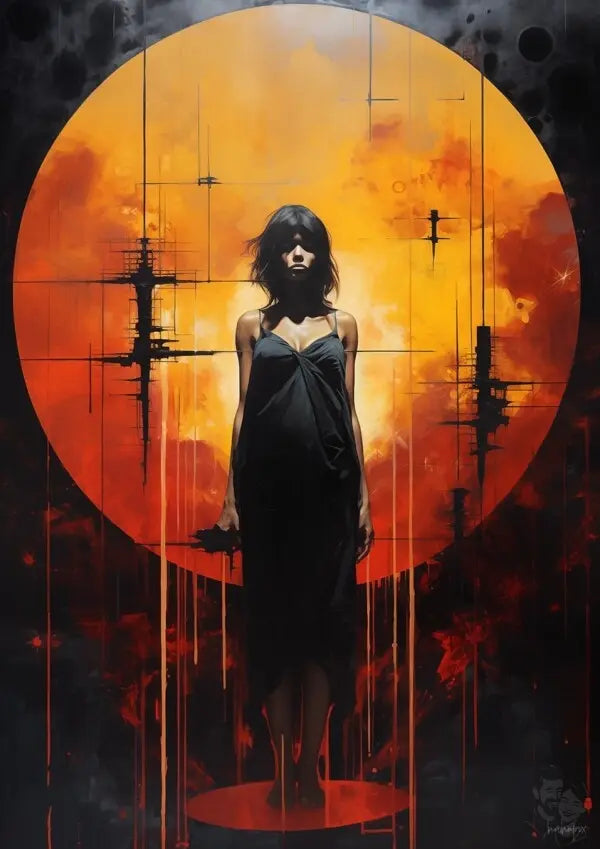 Schattenfigur im Sonnenlicht Poster - Mystische Illustration