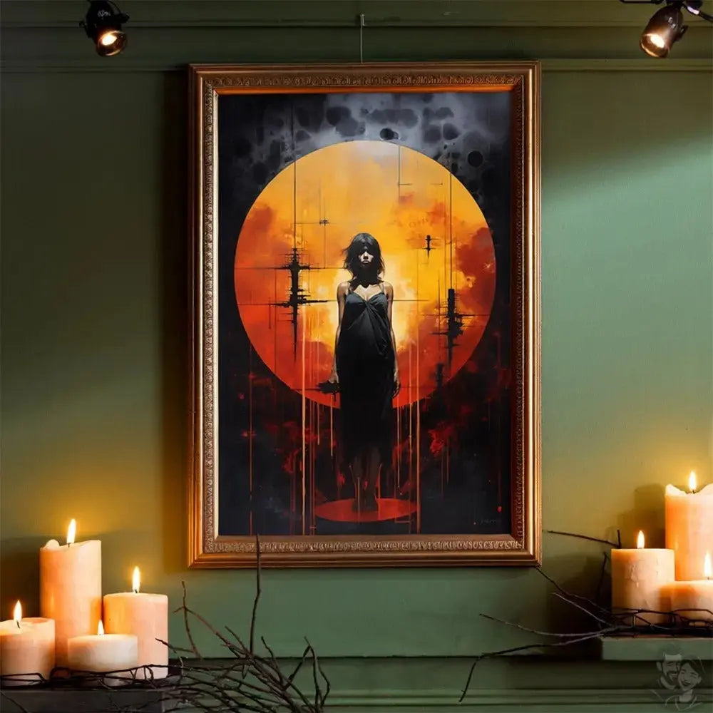 Schattenfigur im Sonnenlicht Poster - Mystische Illustration merchOne