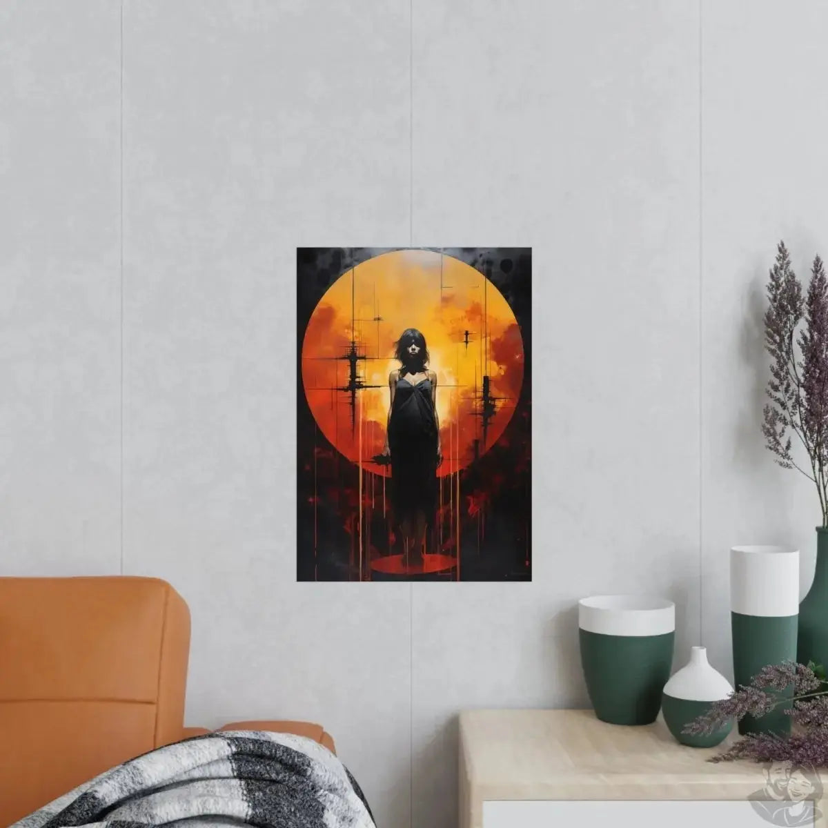 Schattenfigur im Sonnenlicht Poster - Mystische Illustration merchOne