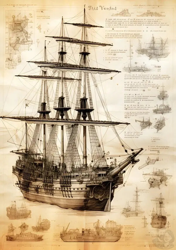 Segelschiff daVinci Poster Nautica Antiqua – KI Illustration