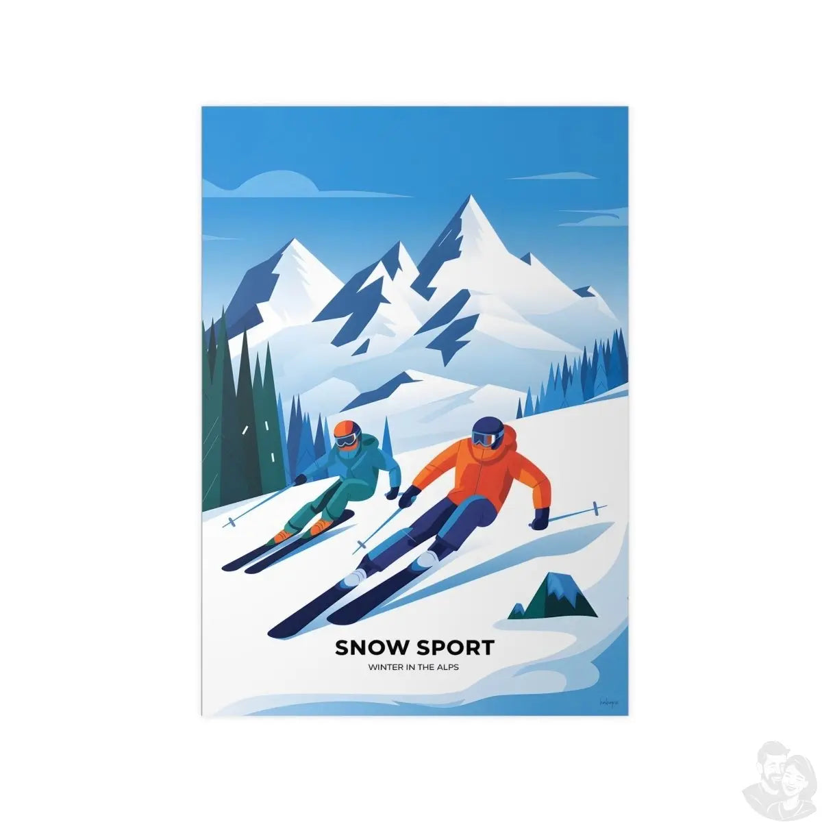 Ski Poster Alpen - Winterlandschaft Kunstdruck Modern - Poster bei HappyHugPixels