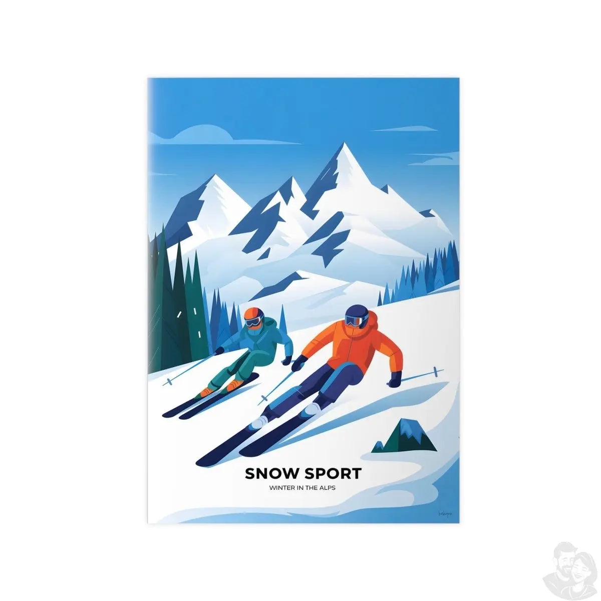 Ski Poster Alpen - Winterlandschaft Kunstdruck Modern - Poster bei HappyHugPixels