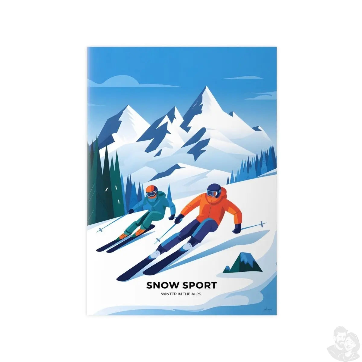 Ski Poster Alpen - Winterlandschaft Kunstdruck Modern - Poster bei HappyHugPixels
