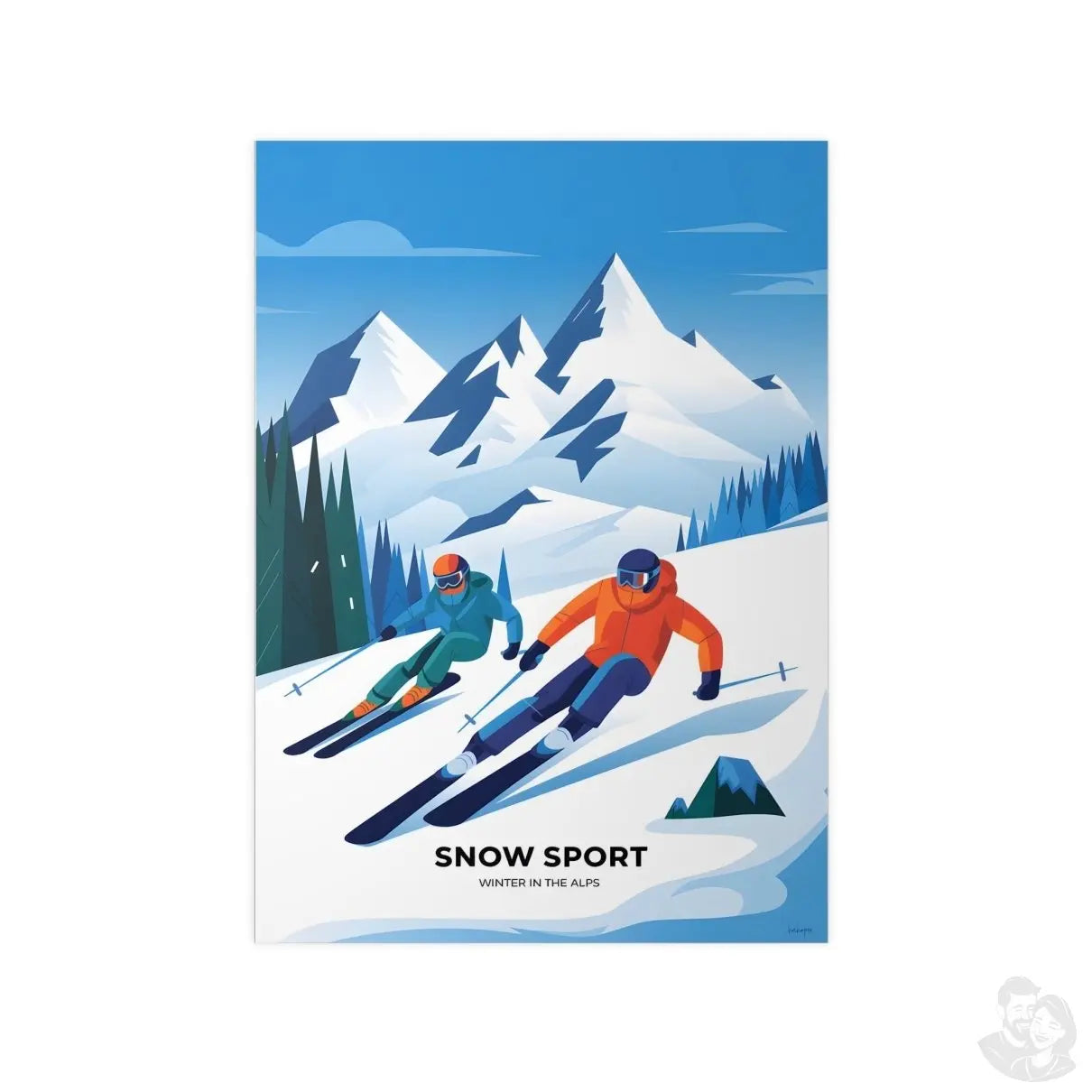 Ski Poster Alpen - Winterlandschaft Kunstdruck Modern - Poster bei HappyHugPixels