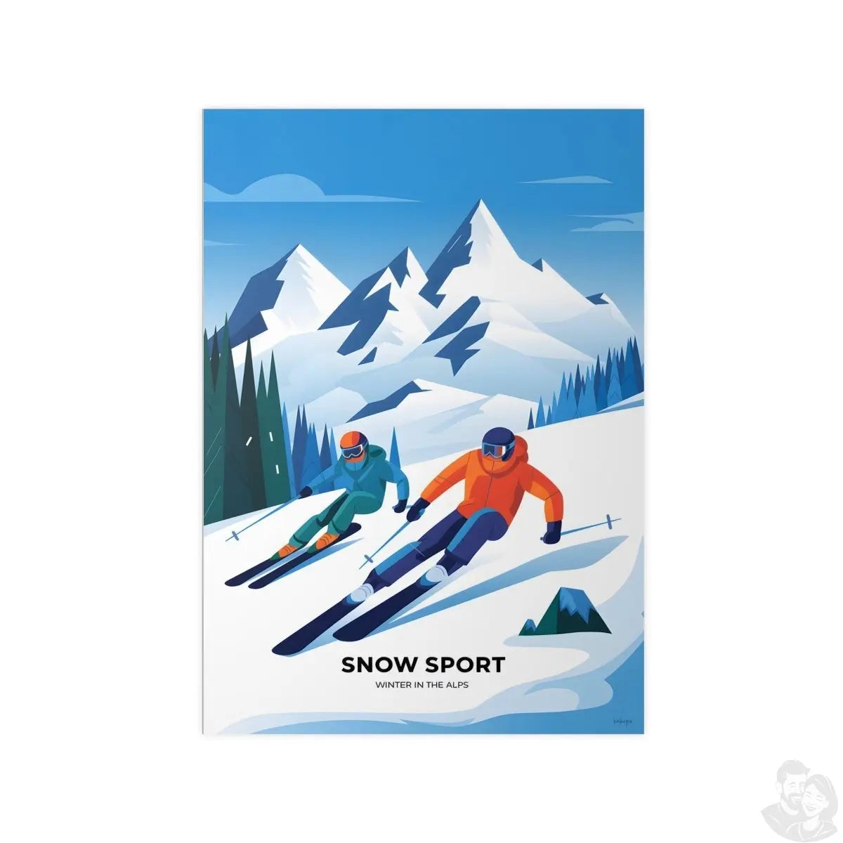 Ski Poster Alpen - Winterlandschaft Kunstdruck Modern - Poster bei HappyHugPixels