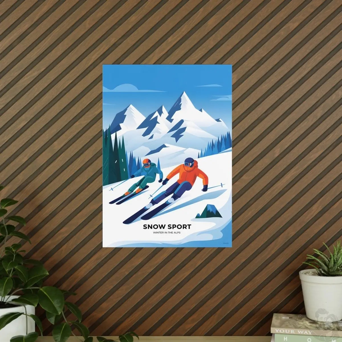 Ski Poster Alpen - Winterlandschaft Kunstdruck Modern - Poster bei HappyHugPixels