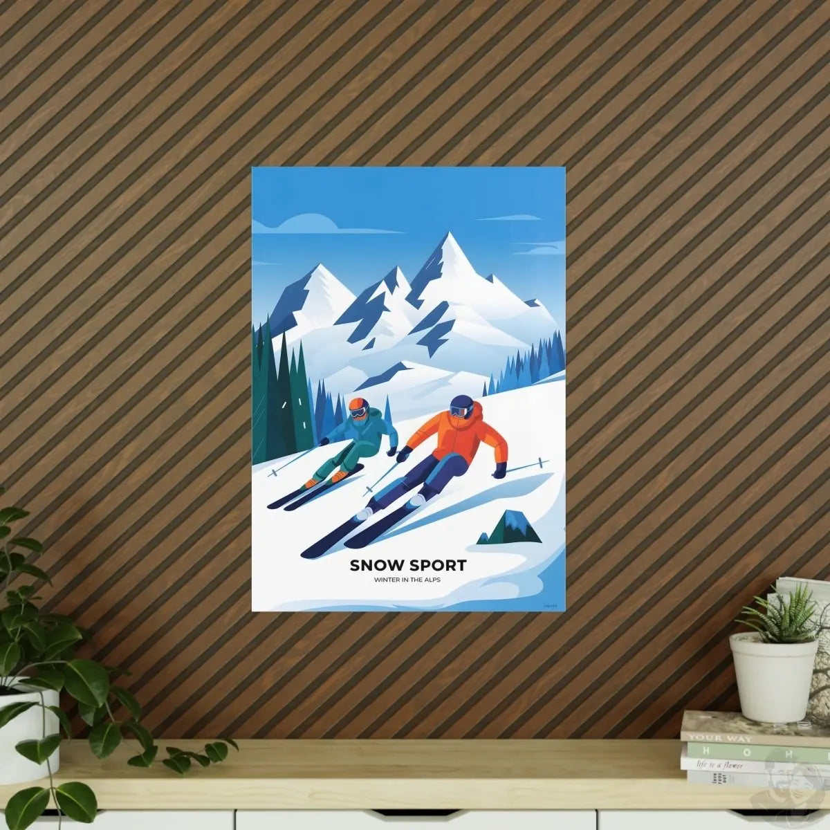 Ski Poster Alpen - Winterlandschaft Kunstdruck Modern - Poster bei HappyHugPixels