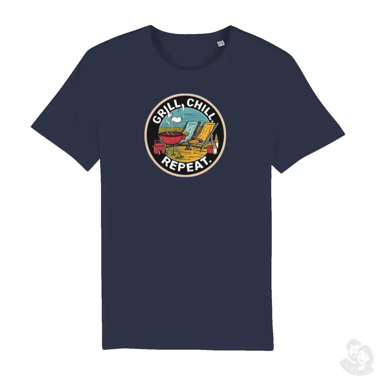 Sommer BBQ T - Shirt – Grill, Chill, Repeat Motiv - T - Shirt bei HappyHugPixels