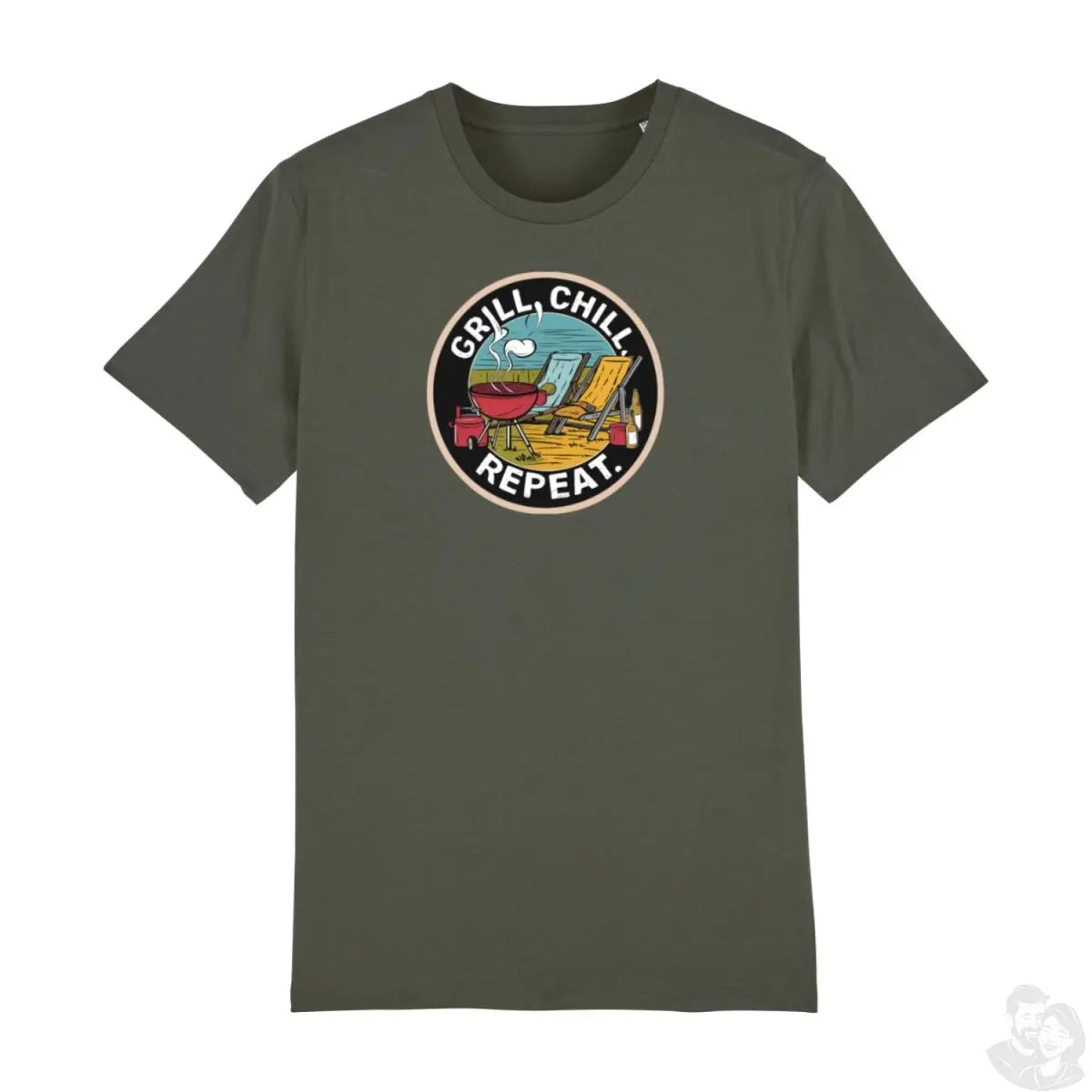 Sommer BBQ T - Shirt – Grill, Chill, Repeat Motiv - T - Shirt bei HappyHugPixels