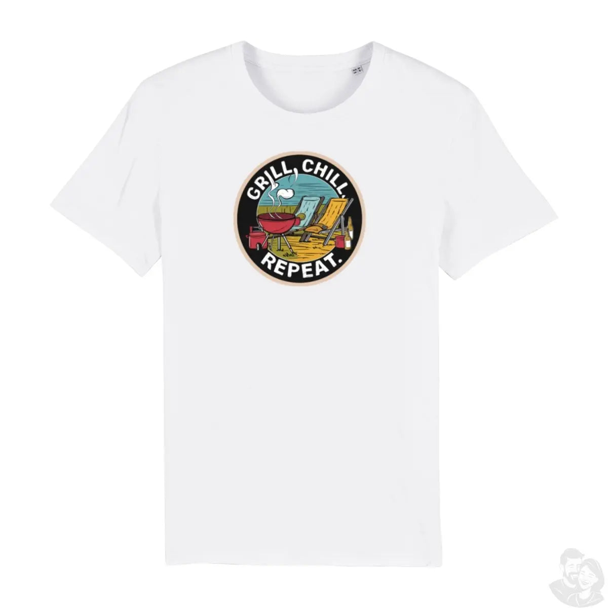 Sommer BBQ T - Shirt – Grill, Chill, Repeat Motiv - T - Shirt bei HappyHugPixels