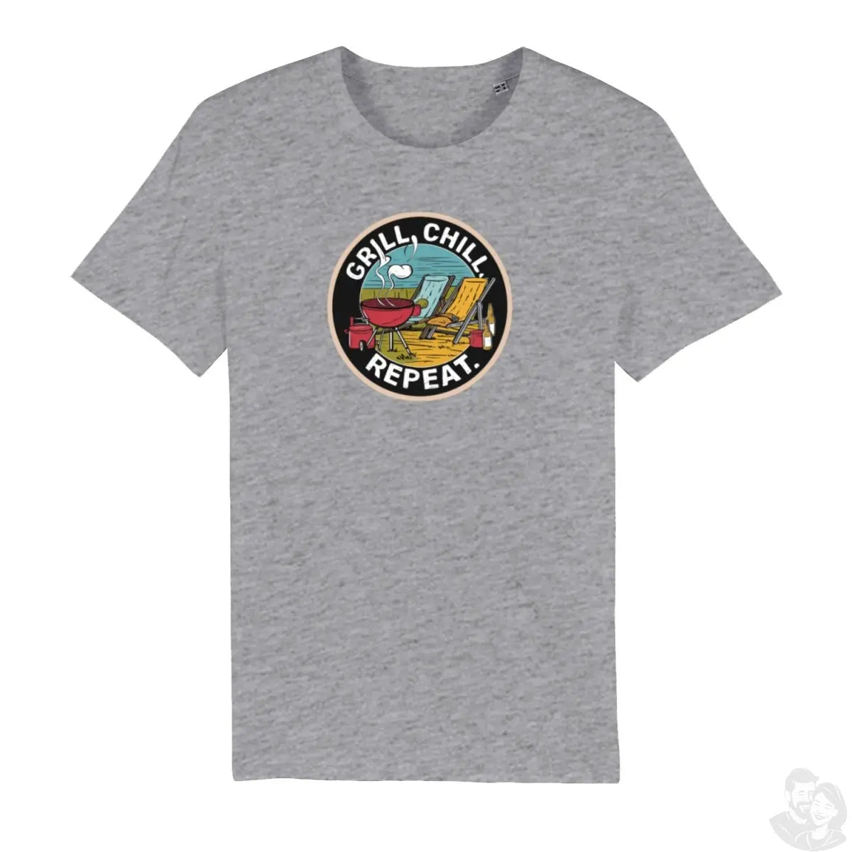 Sommer BBQ T - Shirt – Grill, Chill, Repeat Motiv - T - Shirt bei HappyHugPixels
