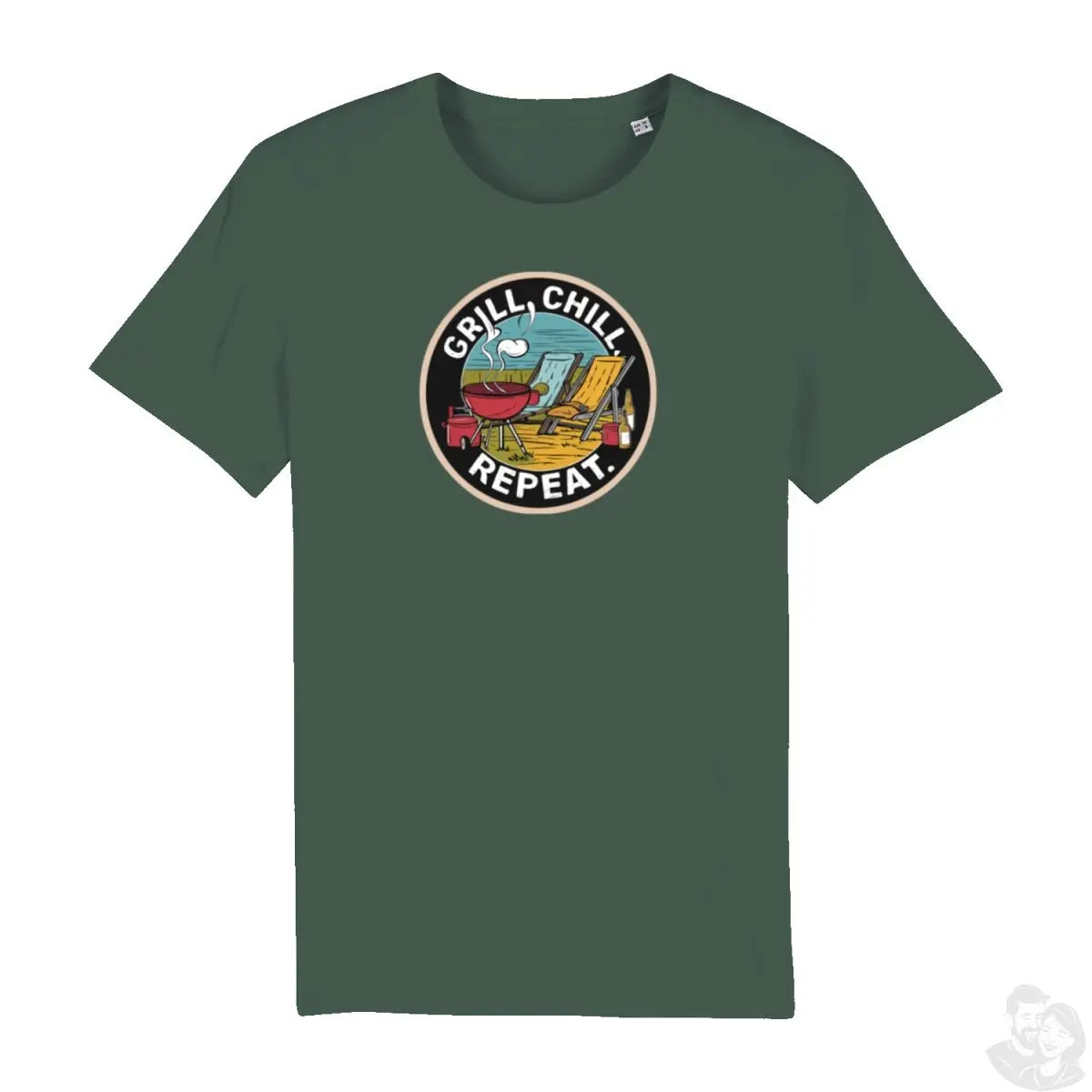 Sommer BBQ T - Shirt – Grill, Chill, Repeat Motiv - T - Shirt bei HappyHugPixels