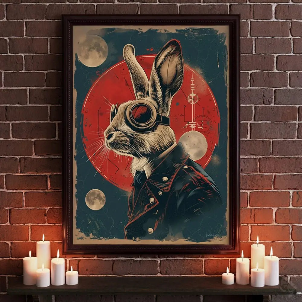 Steampunk Hase Poster – Vintage - Style Astronomie Kunstdruck - Poster bei HappyHugPixels