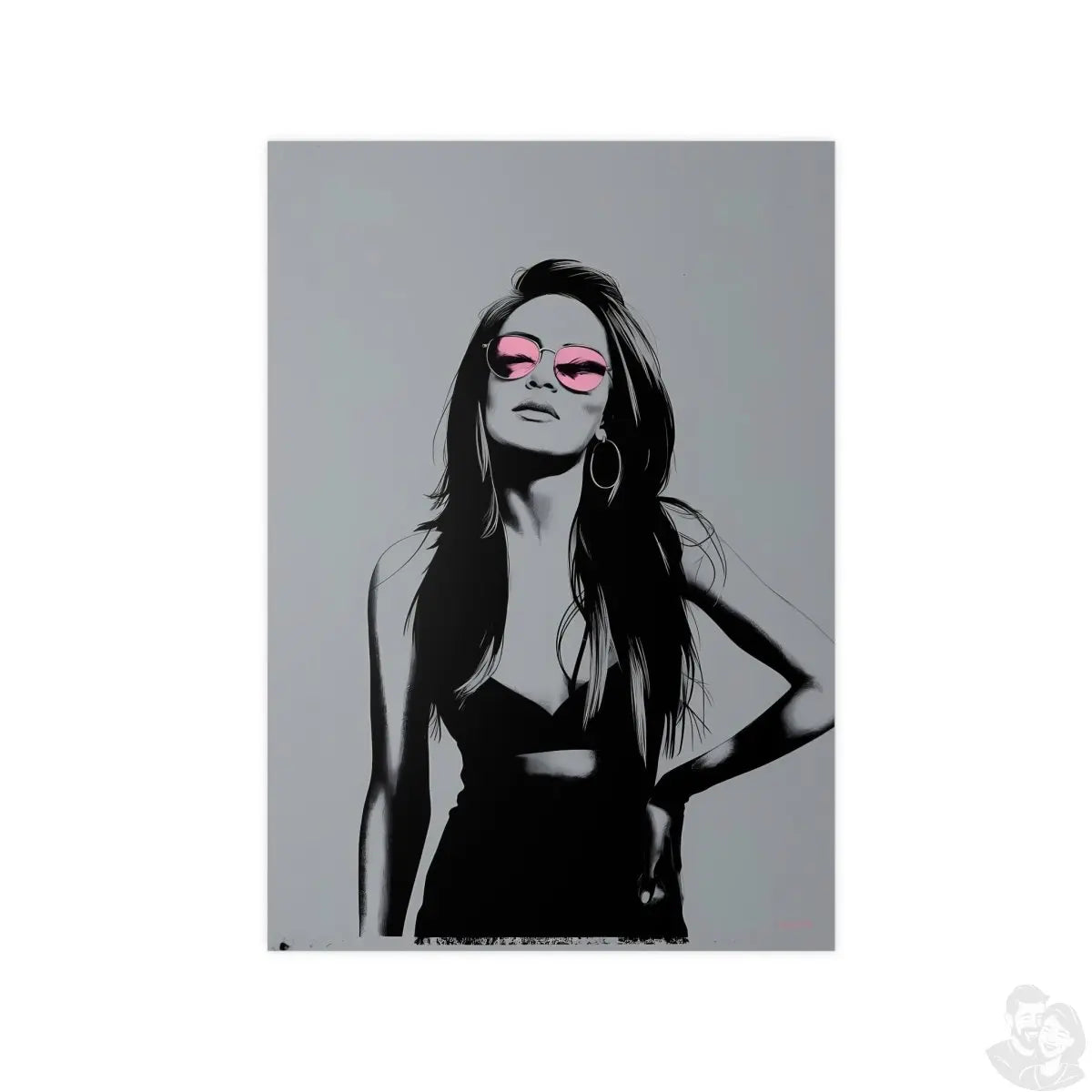 Street Art Kunstposter - Frau mit Rosa Sonnenbrille - Photopaper - Poster bei HappyHugPixels