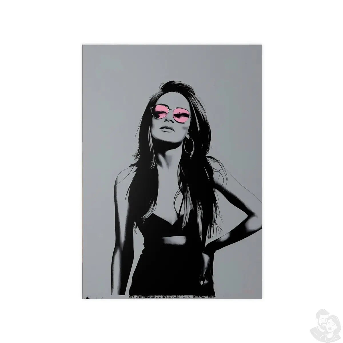 Street Art Kunstposter - Frau mit Rosa Sonnenbrille - Photopaper - Poster bei HappyHugPixels