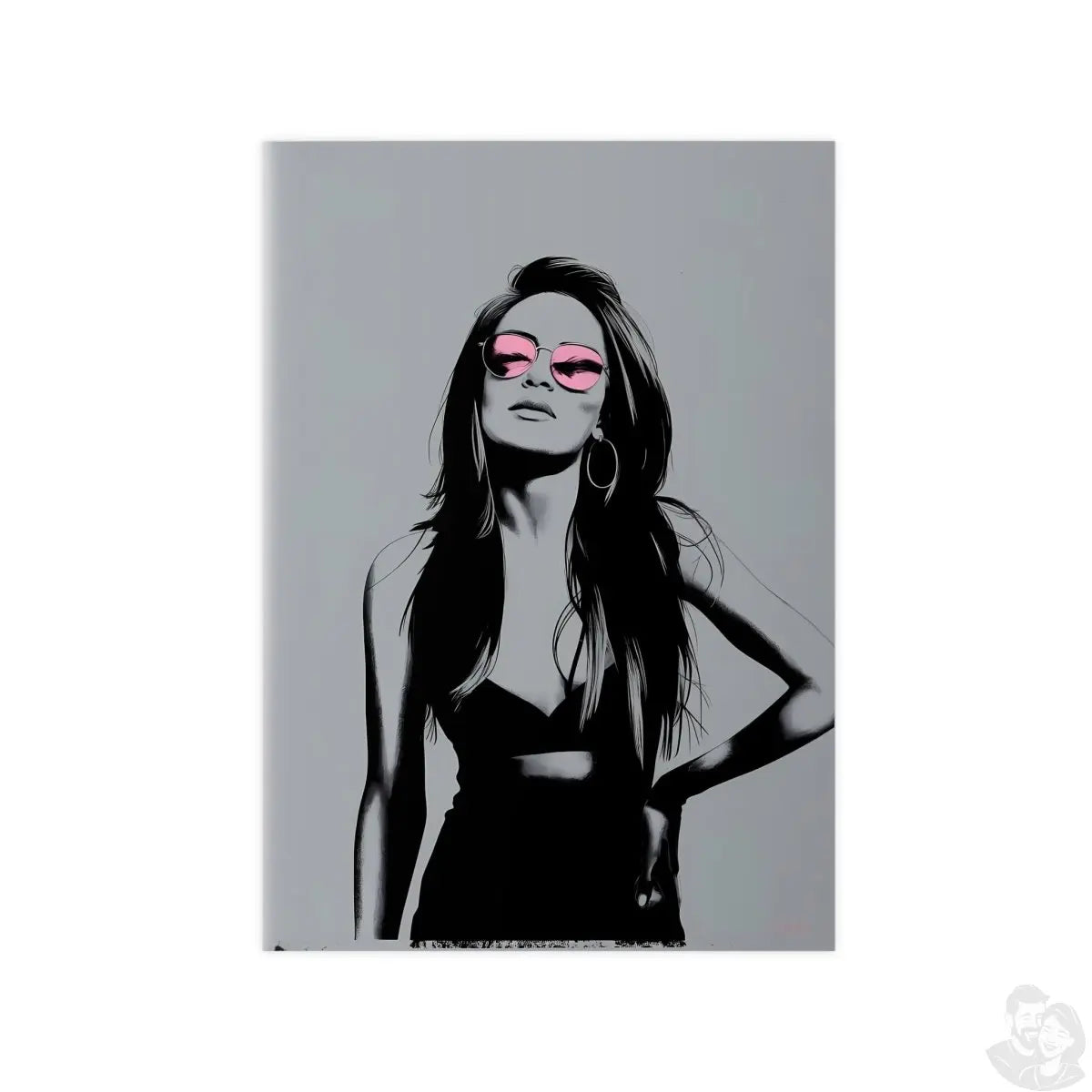 Street Art Kunstposter - Frau mit Rosa Sonnenbrille - Photopaper - Poster bei HappyHugPixels