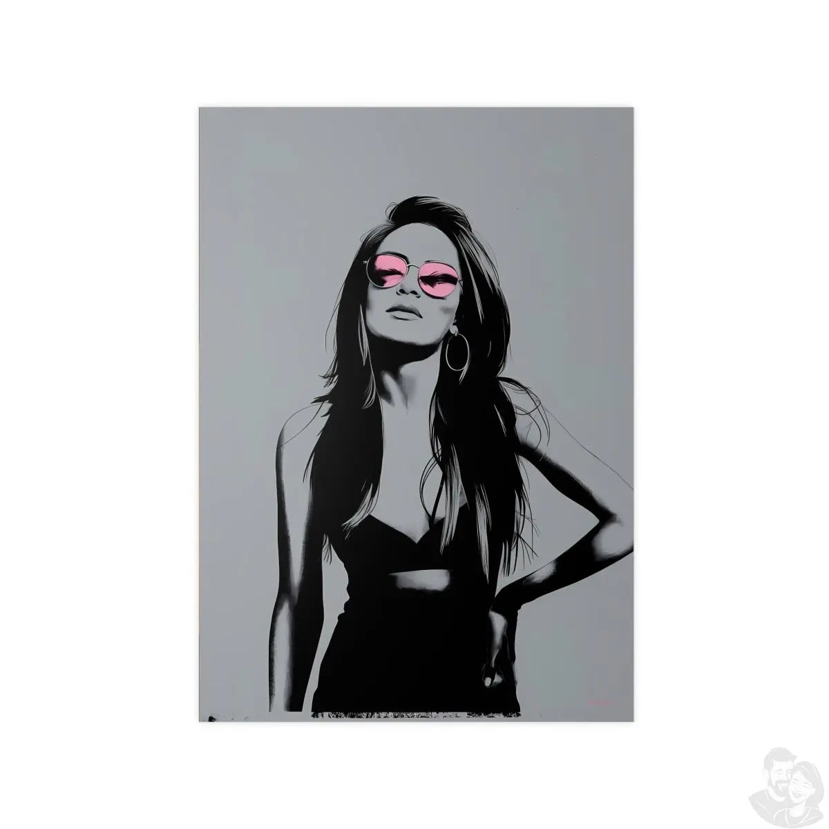 Street Art Kunstposter - Frau mit Rosa Sonnenbrille - Photopaper - Poster bei HappyHugPixels
