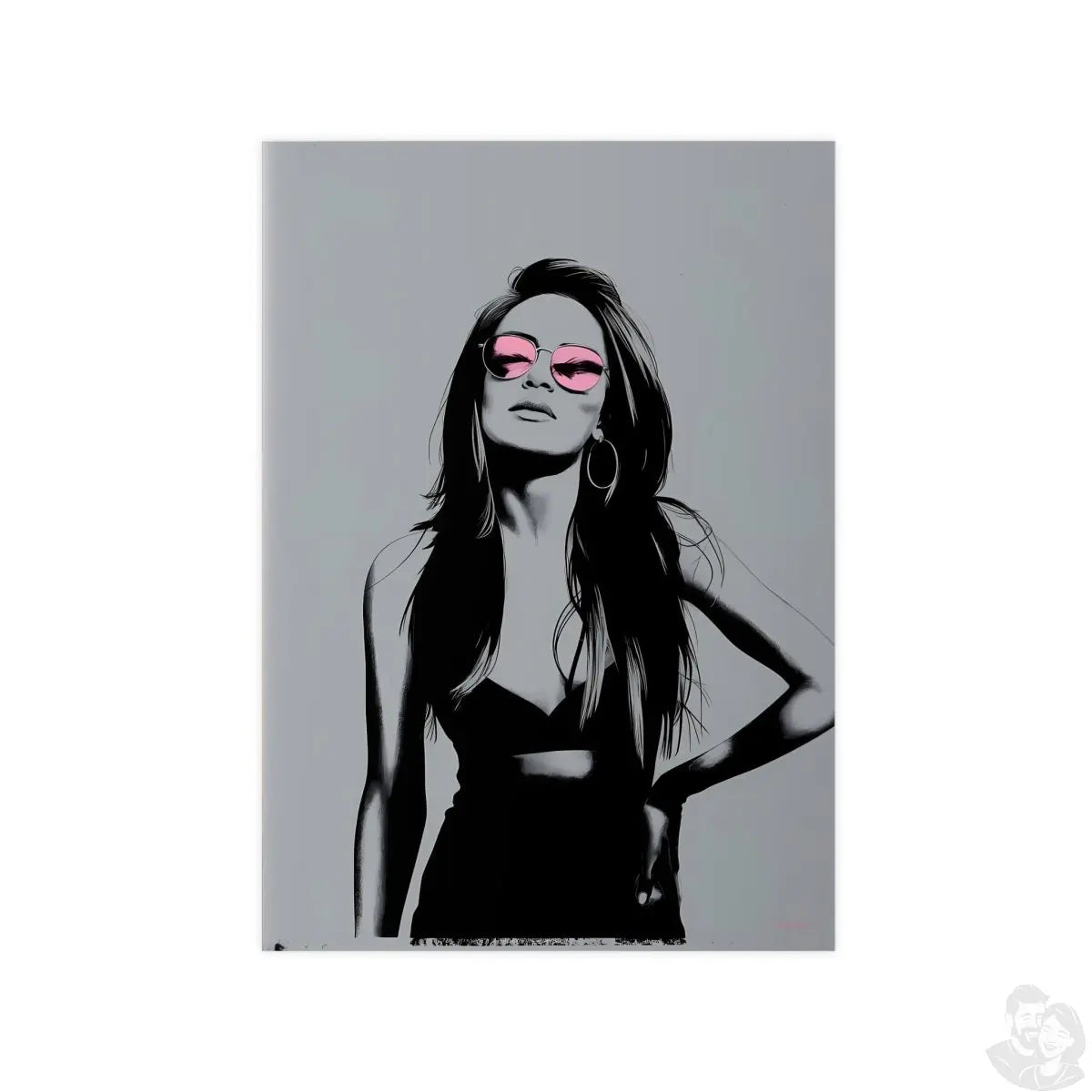 Street Art Kunstposter - Frau mit Rosa Sonnenbrille - Photopaper - Poster bei HappyHugPixels