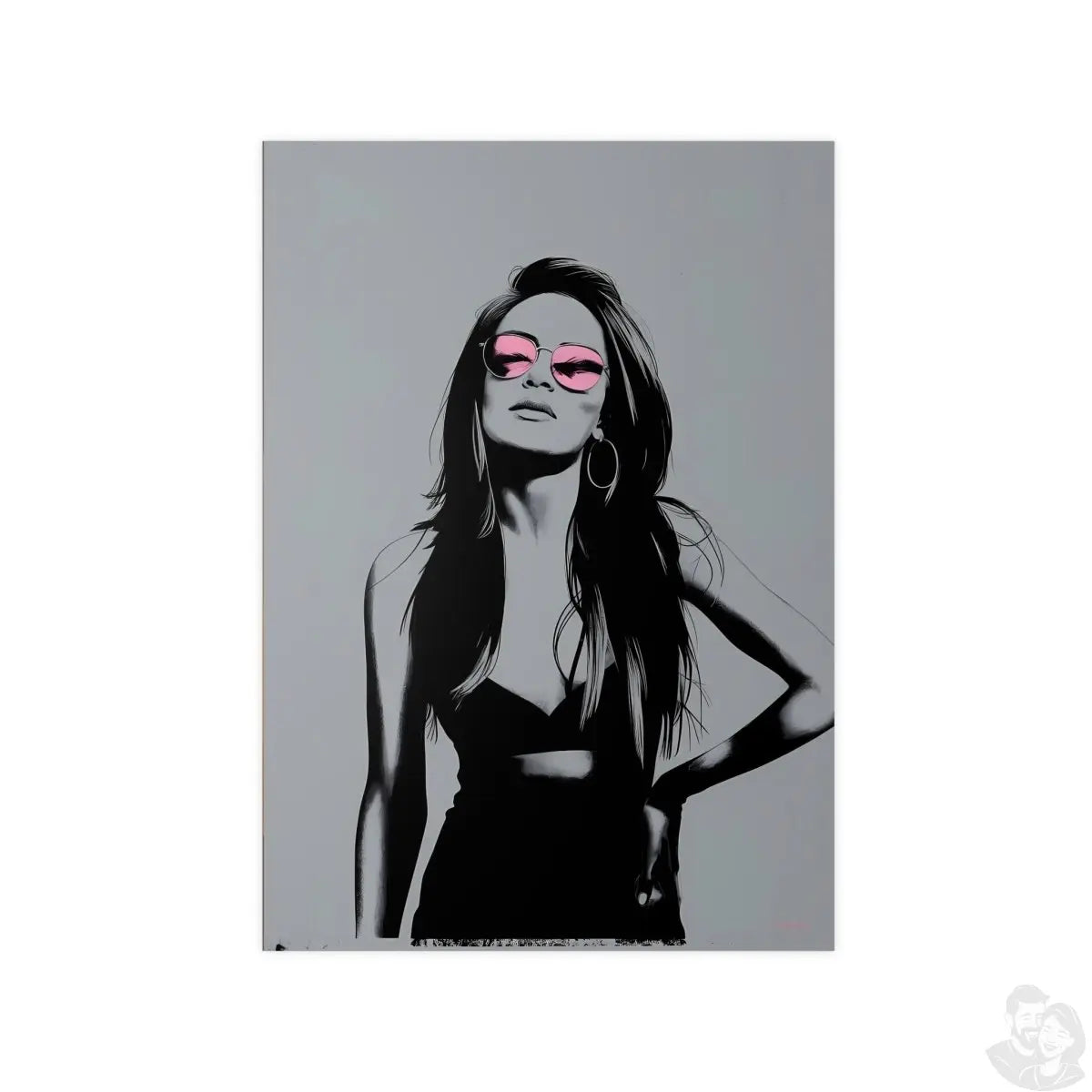 Street Art Kunstposter - Frau mit Rosa Sonnenbrille - Photopaper - Poster bei HappyHugPixels