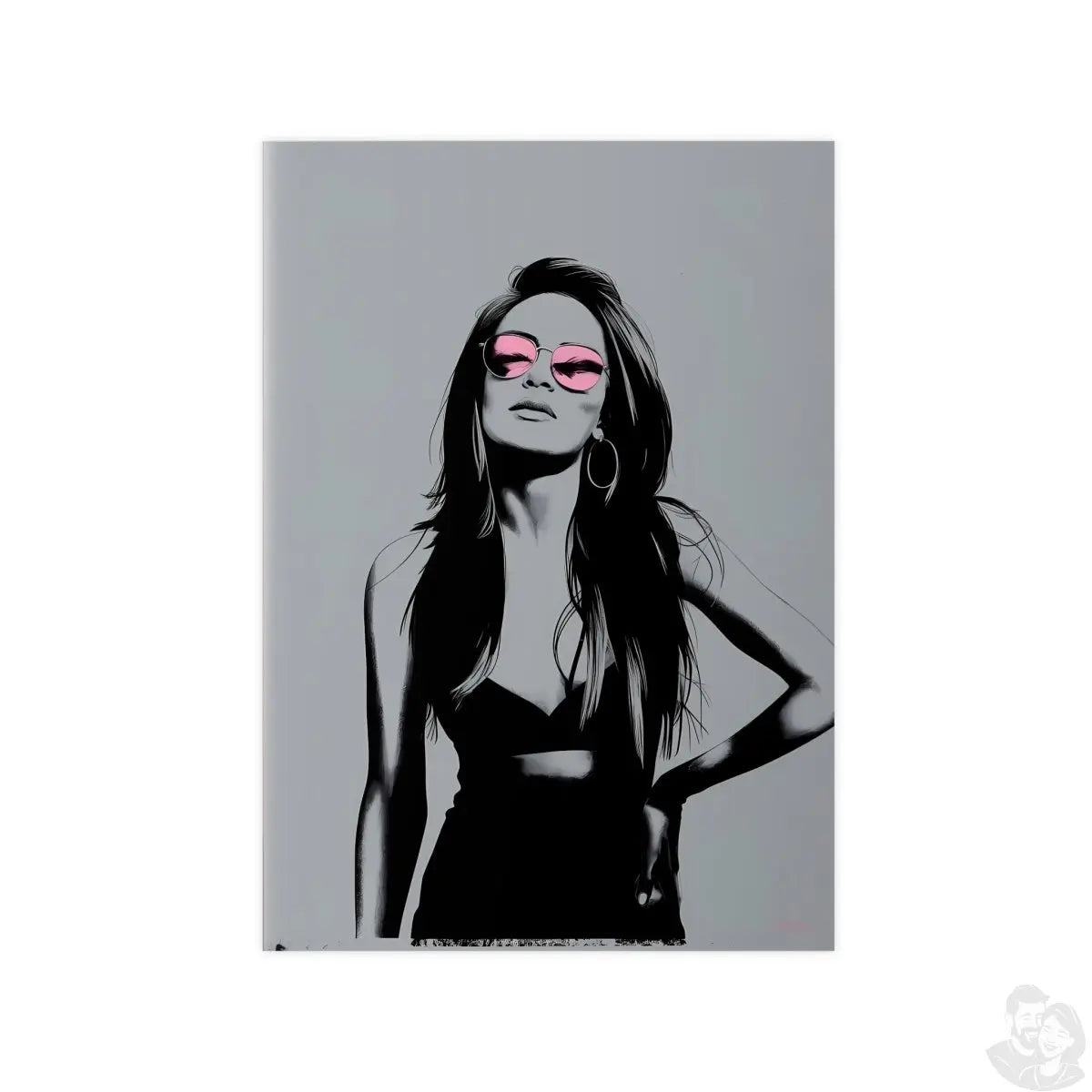 Street Art Kunstposter - Frau mit Rosa Sonnenbrille - Photopaper - Poster bei HappyHugPixels