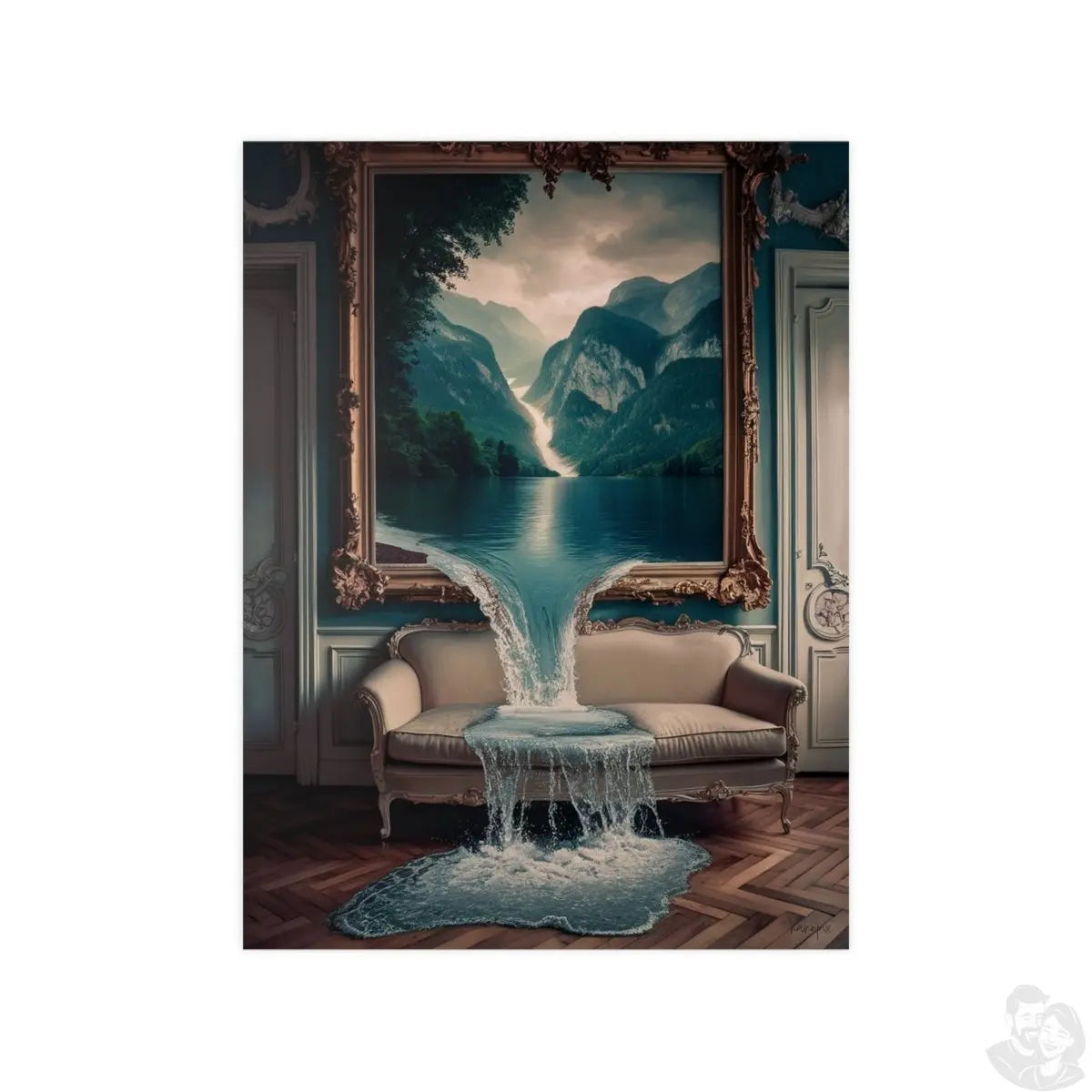 Surreales Kunstposter Wasserfall - Traumhafte Landschaft im Zimmer - Poster bei HappyHugPixels