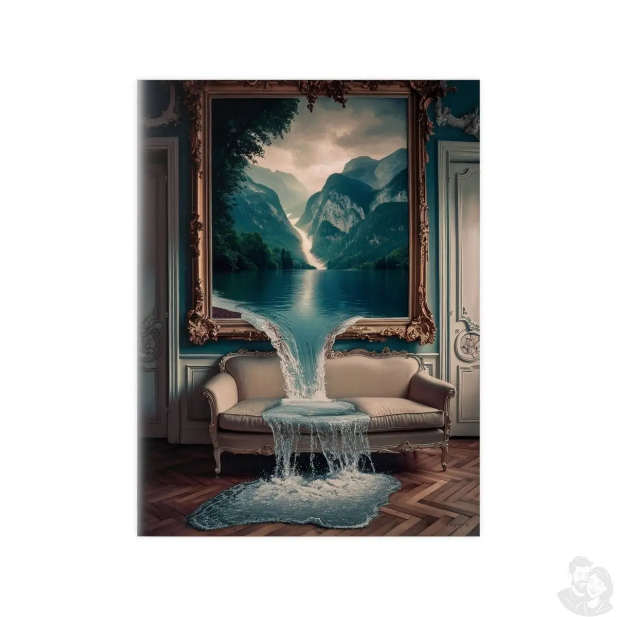 Surreales Kunstposter Wasserfall - Traumhafte Landschaft im Zimmer - Poster bei HappyHugPixels