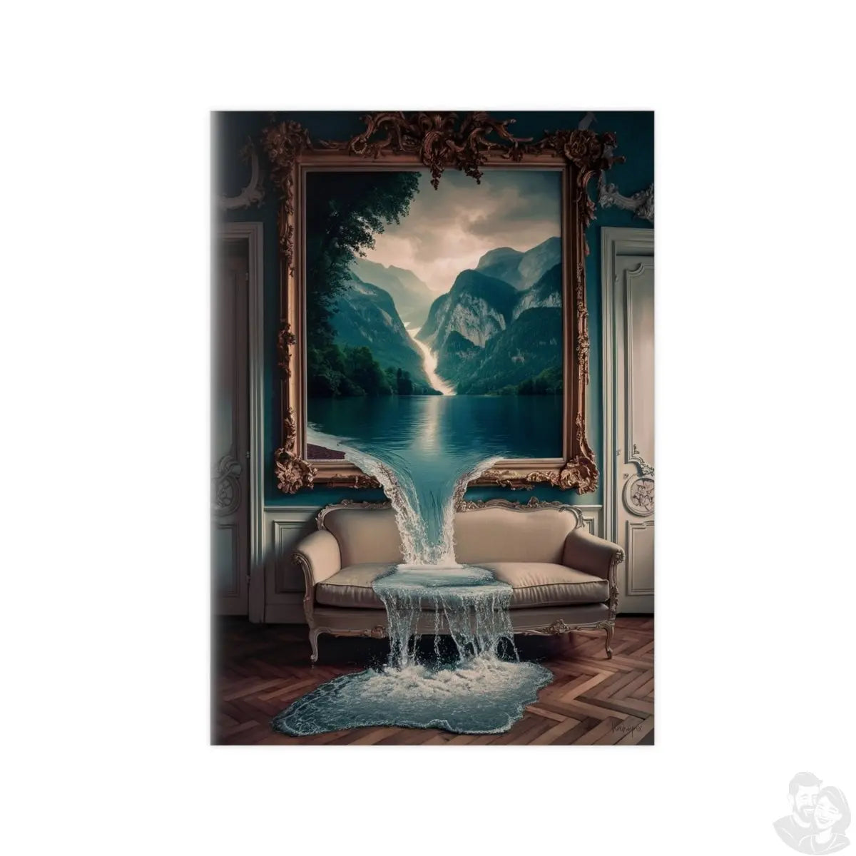 Surreales Kunstposter Wasserfall - Traumhafte Landschaft im Zimmer - Poster bei HappyHugPixels