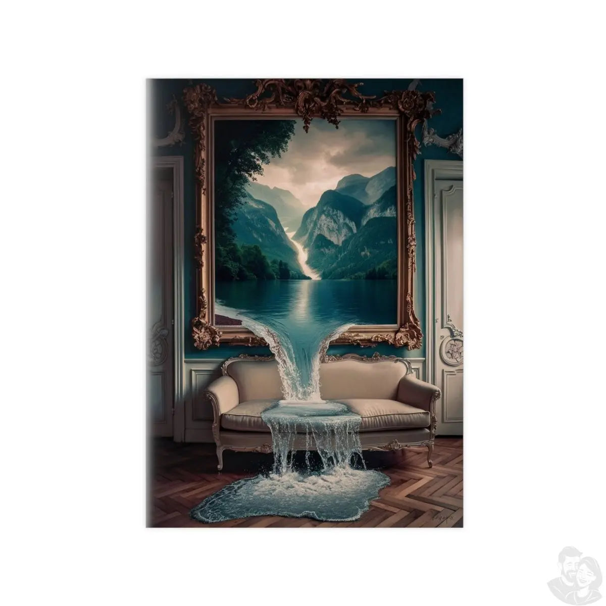 Surreales Kunstposter Wasserfall - Traumhafte Landschaft im Zimmer - Poster bei HappyHugPixels
