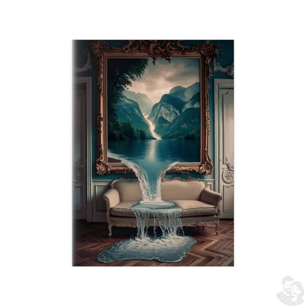 Surreales Kunstposter Wasserfall - Traumhafte Landschaft im Zimmer - Poster bei HappyHugPixels