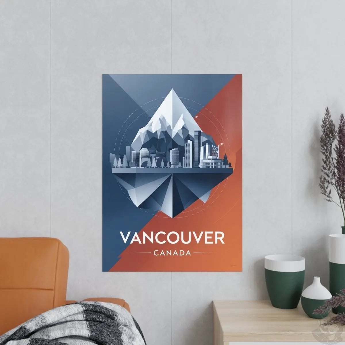 Vancouver Reiseposter: Moderne Skyline auf Premium - Fotopapier - Poster bei HappyHugPixels