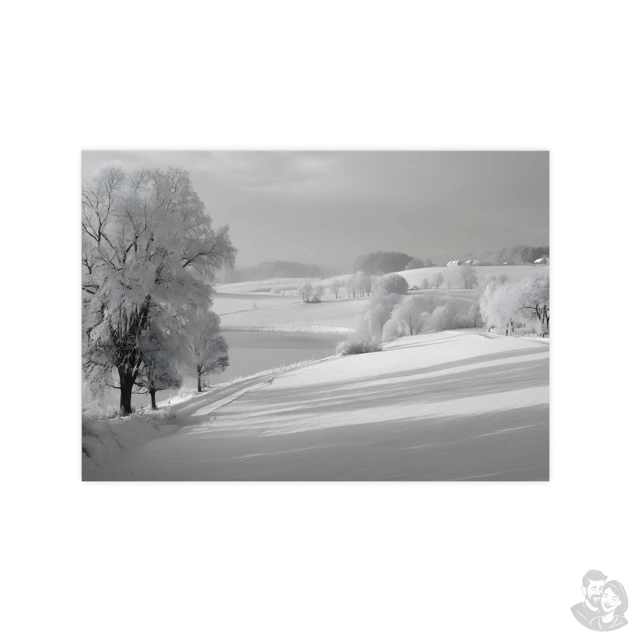 Verschneite Winterlandschaft Kunstposter – Stille Schönheit in Weiß merchOne