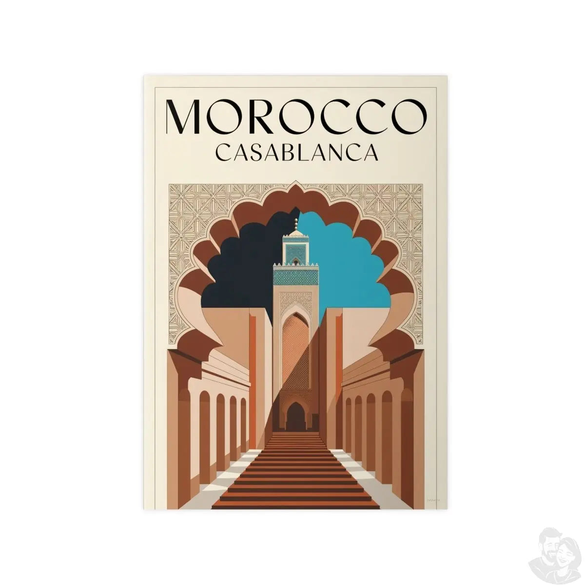 Vintage Marokko Casablanca Reise - Poster | Kunstdruck Hassan II Moschee - Poster bei HappyHugPixels