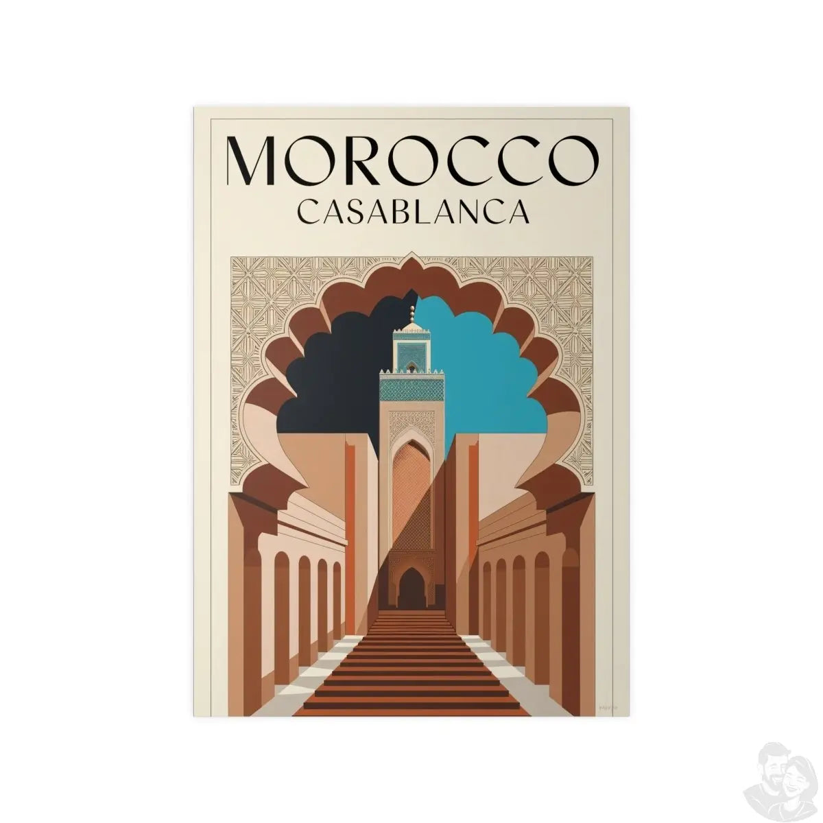 Vintage Marokko Casablanca Reise - Poster | Kunstdruck Hassan II Moschee - Poster bei HappyHugPixels