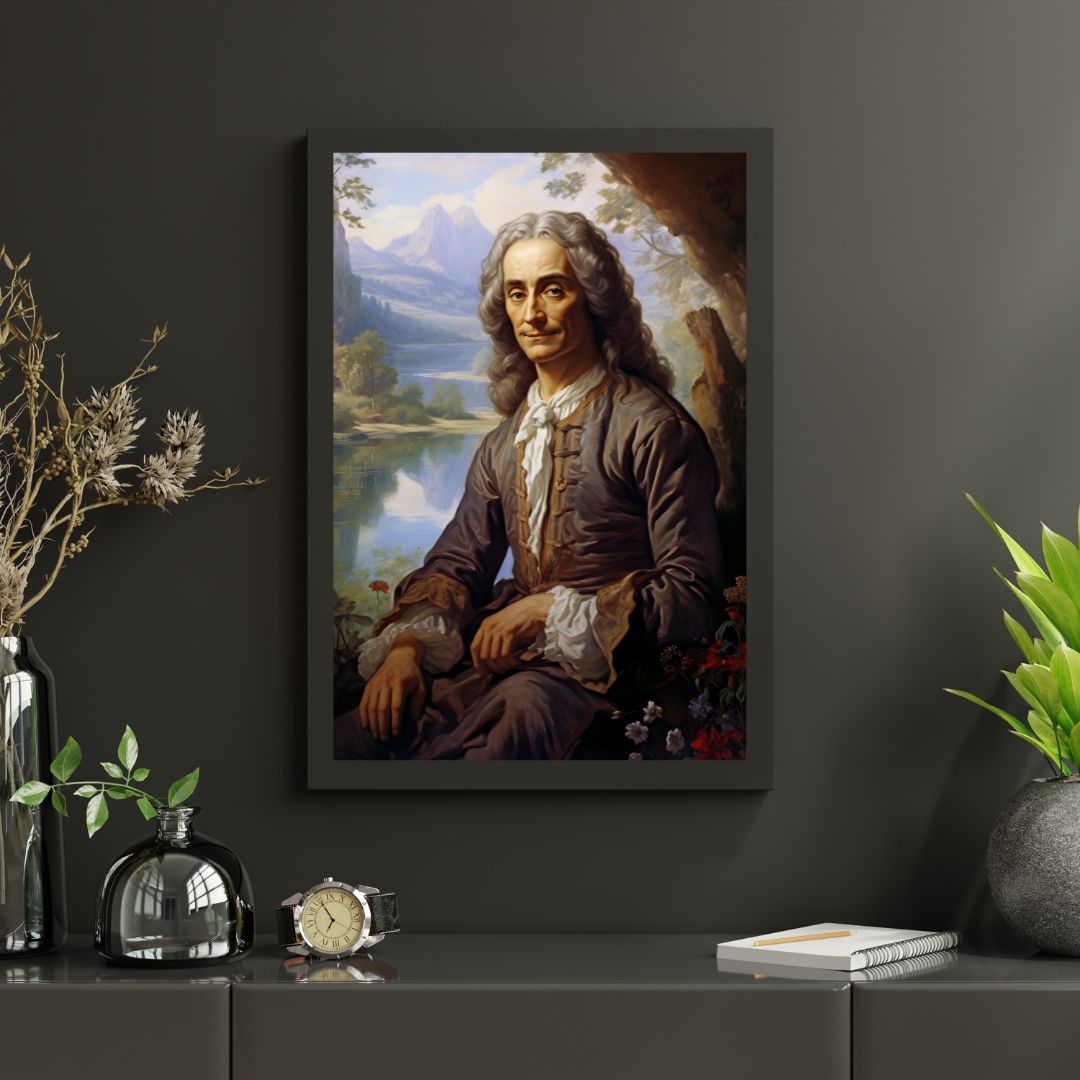 Voltaire Portrait Leinwand - Renaissance KI Bild - Poster bei HappyHugPixels