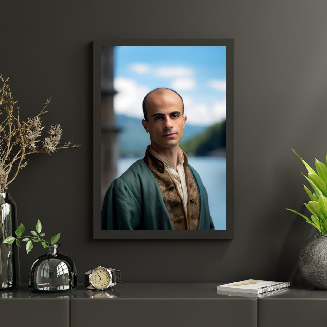 Yuval Noah Harari Leinwand Portrait - Renaissance Stil KI Bild - Poster bei HappyHugPixels