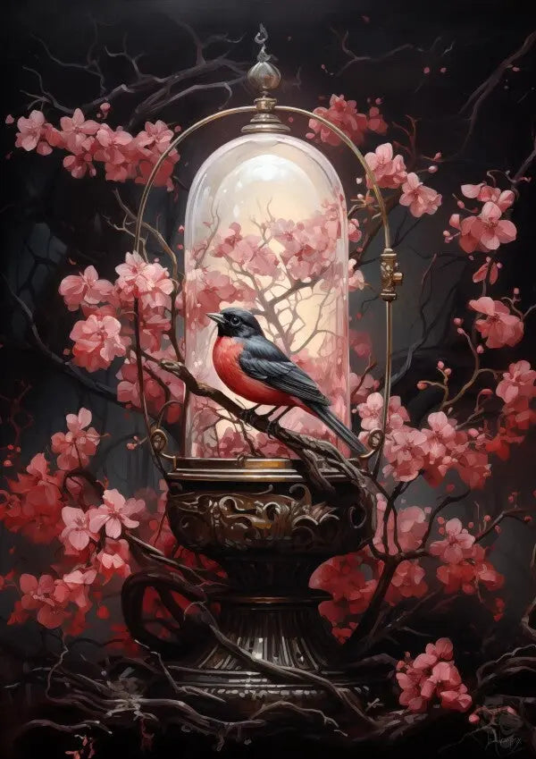 Zaunkönig Poster Kunst - Harmonie in Blüte – DIN A0 bis A4