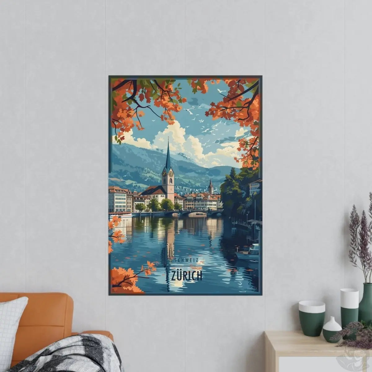 Zürich Poster Herbstzauber - Illustratives Travelposter - Poster bei HappyHugPixels