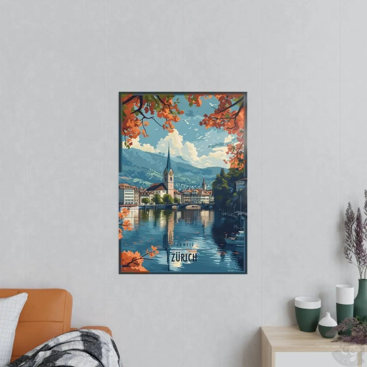 Zürich Poster Herbstzauber - Illustratives Travelposter - Poster bei HappyHugPixels