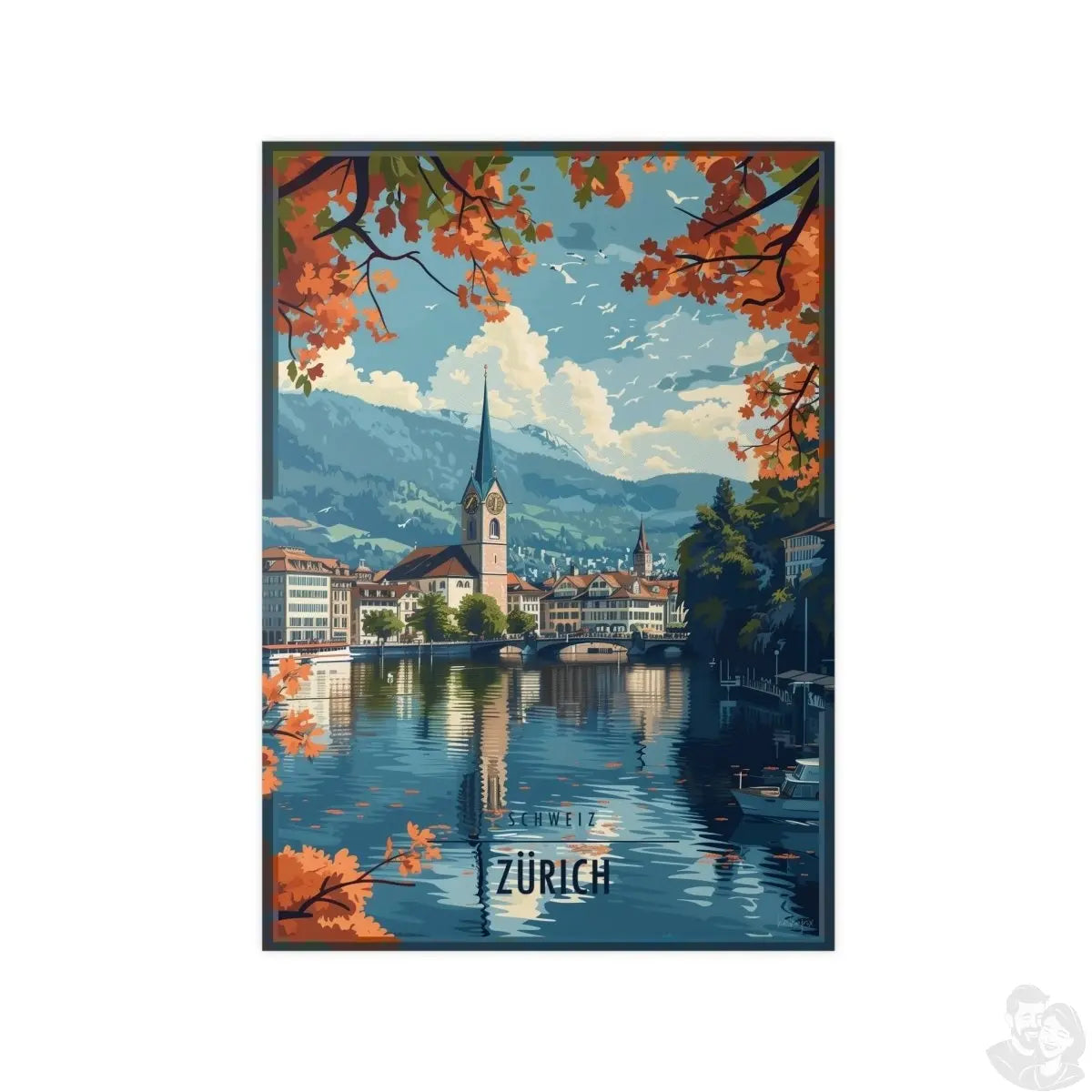 Zürich Poster Herbstzauber - Illustratives Travelposter - Poster bei HappyHugPixels