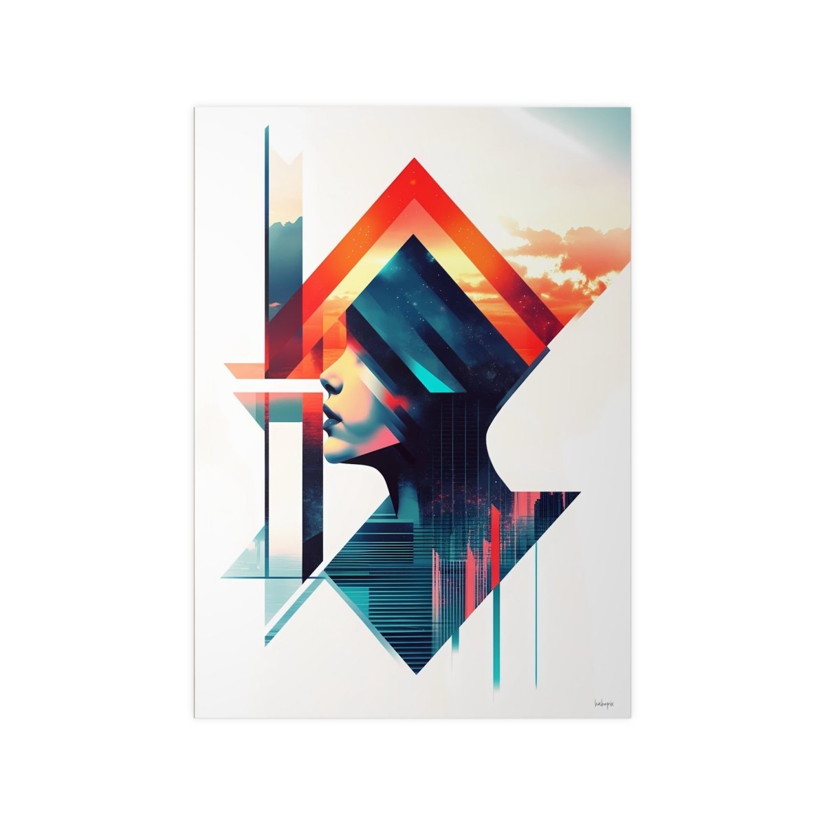 Abstrakte Frauenkunst Poster – Urbanes Design mit futuristischer Ästhetik - Poster bei HappyHugPixels