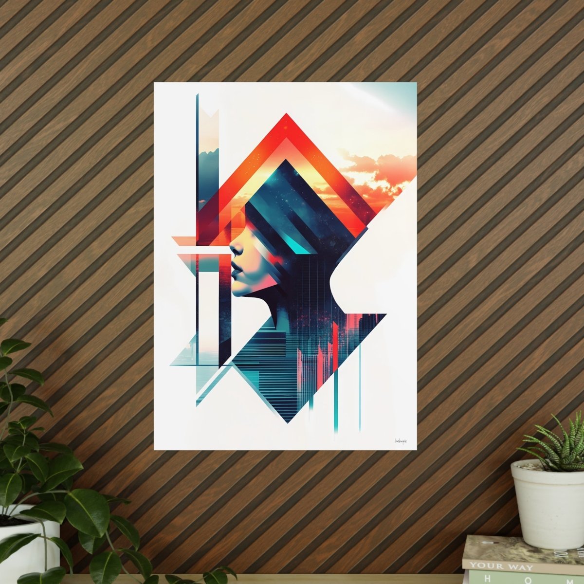 Abstrakte Frauenkunst Poster – Urbanes Design mit futuristischer Ästhetik - Poster bei HappyHugPixels