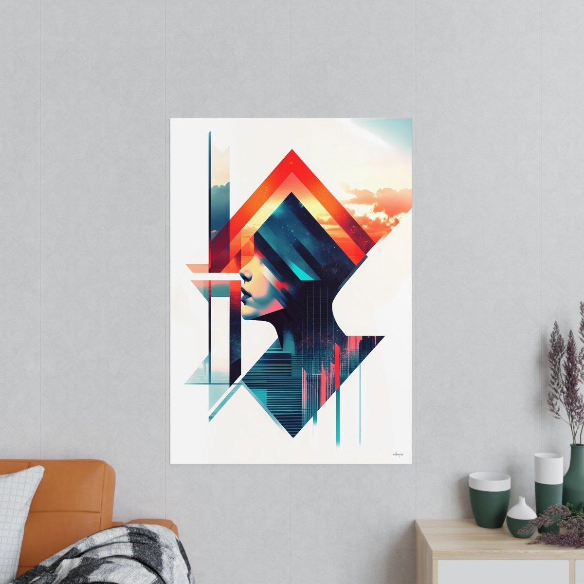 Abstrakte Frauenkunst Poster – Urbanes Design mit futuristischer Ästhetik - Poster bei HappyHugPixels