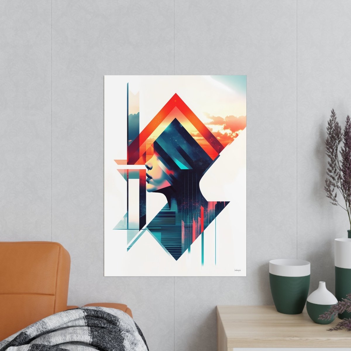 Abstrakte Frauenkunst Poster – Urbanes Design mit futuristischer Ästhetik - Poster bei HappyHugPixels