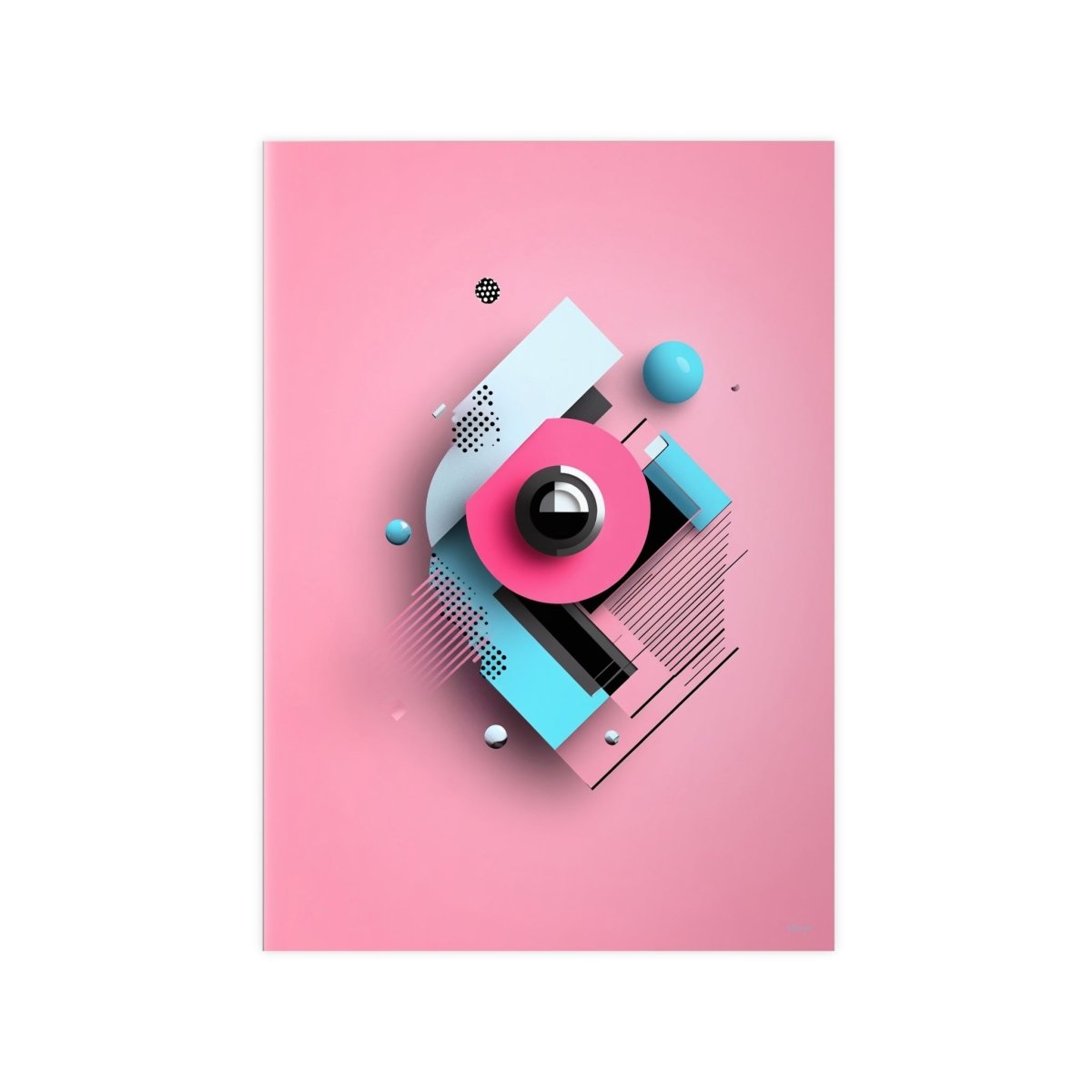 Abstraktes 3D - Kunst Poster – Modernes geometrisches Design in Pink und Blau - Poster bei HappyHugPixels