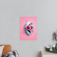 Abstraktes 3D - Kunst Poster – Modernes geometrisches Design in Pink und Blau - Poster bei HappyHugPixels