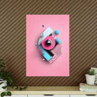 Abstraktes 3D - Kunst Poster – Modernes geometrisches Design in Pink und Blau - Poster bei HappyHugPixels