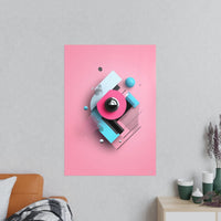 Abstraktes 3D - Kunst Poster – Modernes geometrisches Design in Pink und Blau - Poster bei HappyHugPixels