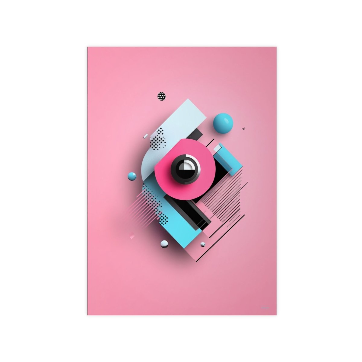 Abstraktes 3D - Kunst Poster – Modernes geometrisches Design in Pink und Blau - Poster bei HappyHugPixels